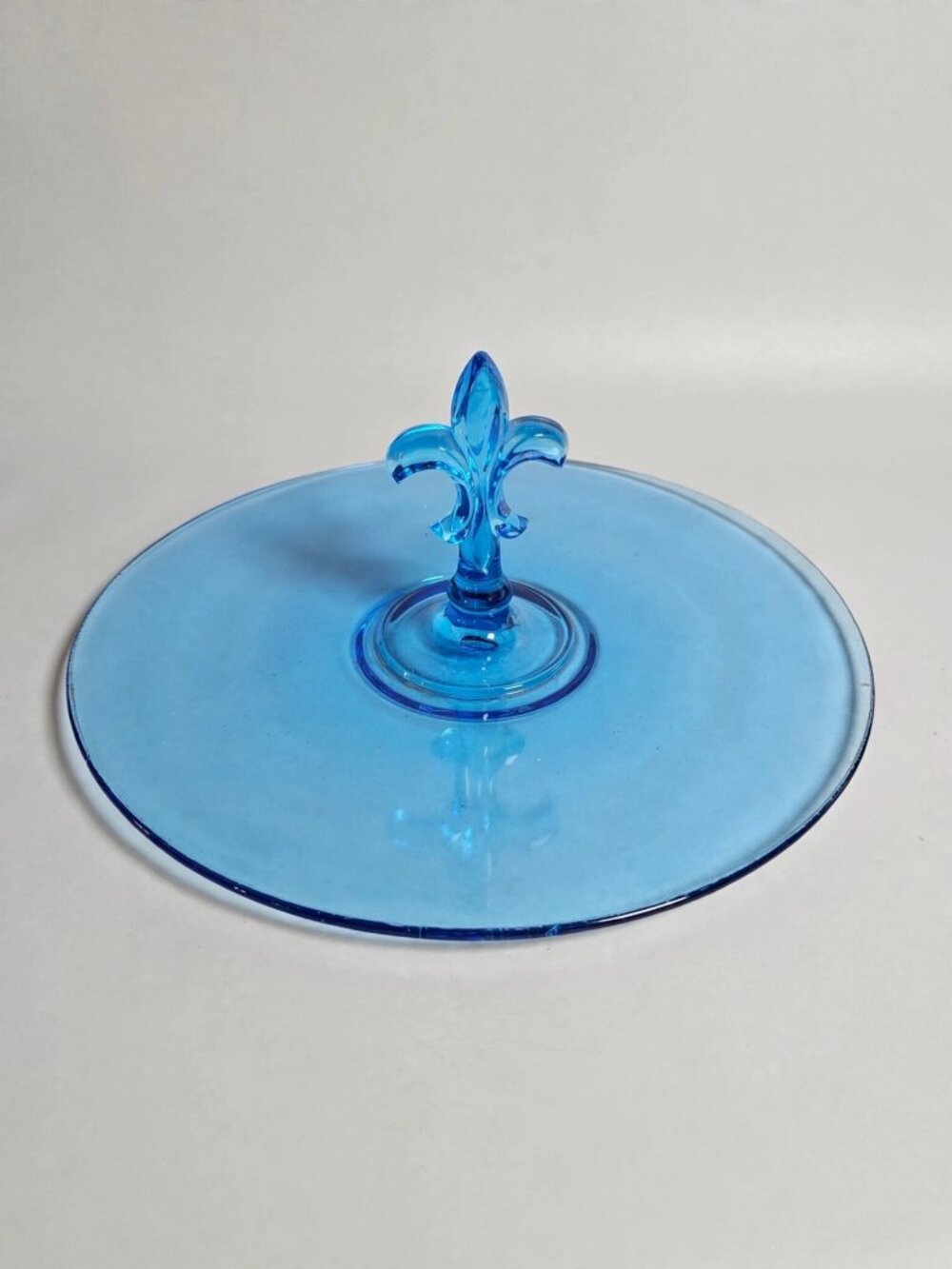 Vintage Fostoria Azure Blue Center Handle Tidbit Serving Tray